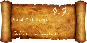 Vetési Fanni névjegykártya