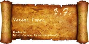 Vetési Fanni névjegykártya
